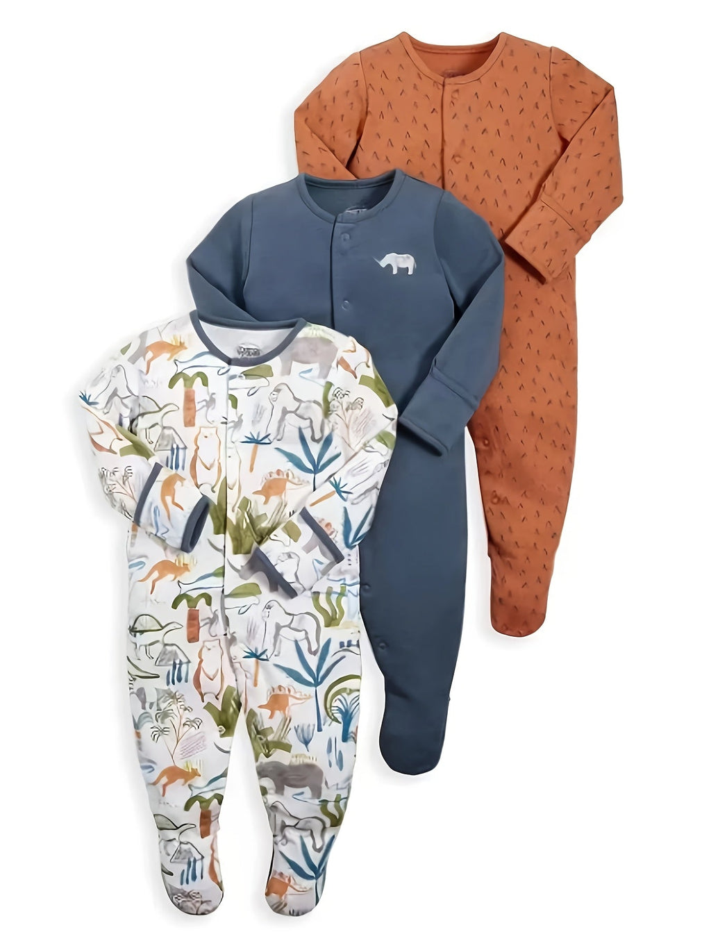 Ensemble 3 pièces pour nouveau-né : combinaison à pressions, body et pantalon | Tenue douce et respirante à manches long