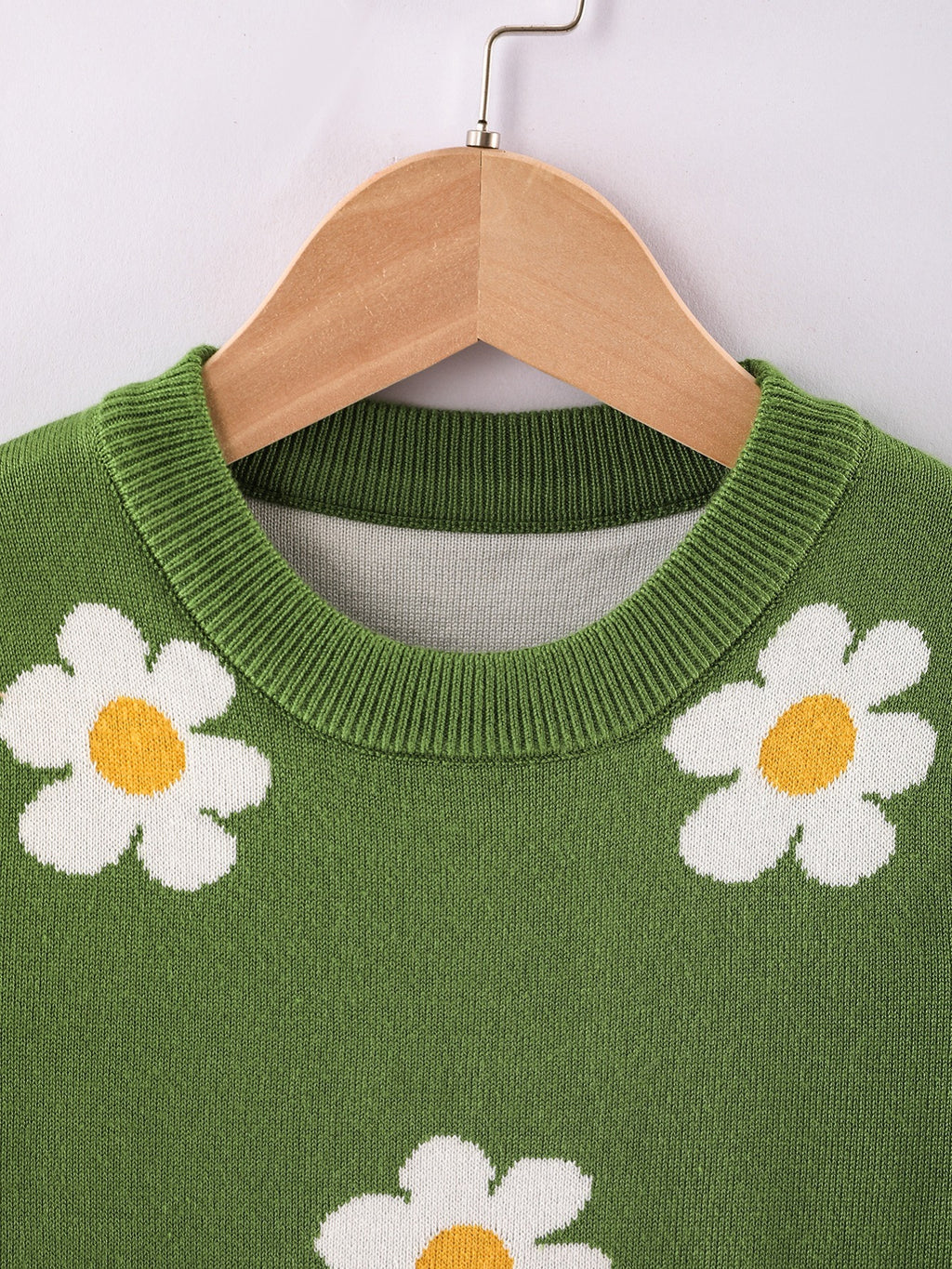 Pull col rond pour fille motif fleuri pour l'hiver — Monptitlou