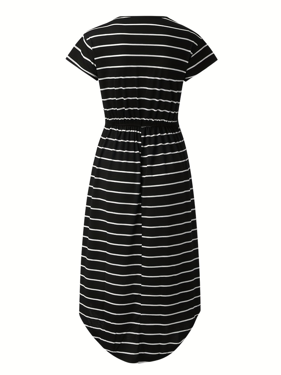 Robe de maternité et d'allaitement multifonctionnelle à rayures