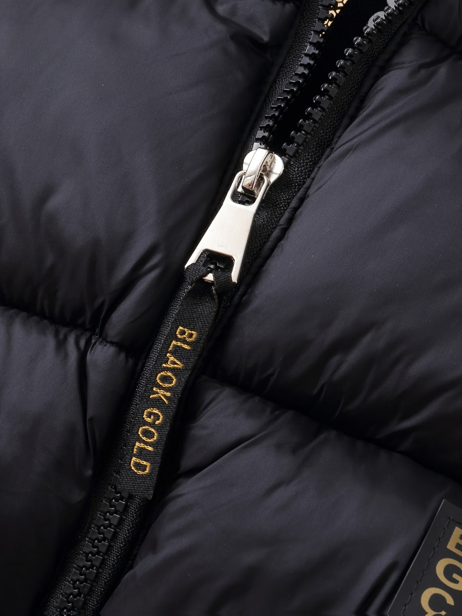 Veste matelassée matelassée nid d'abeille noire et dorée à capuche et — Monptitlou