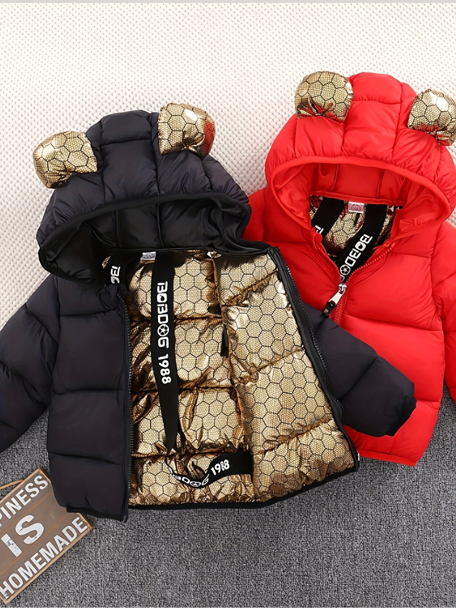 Veste matelassée matelassée nid d'abeille noire et dorée à capuche et — Monptitlou