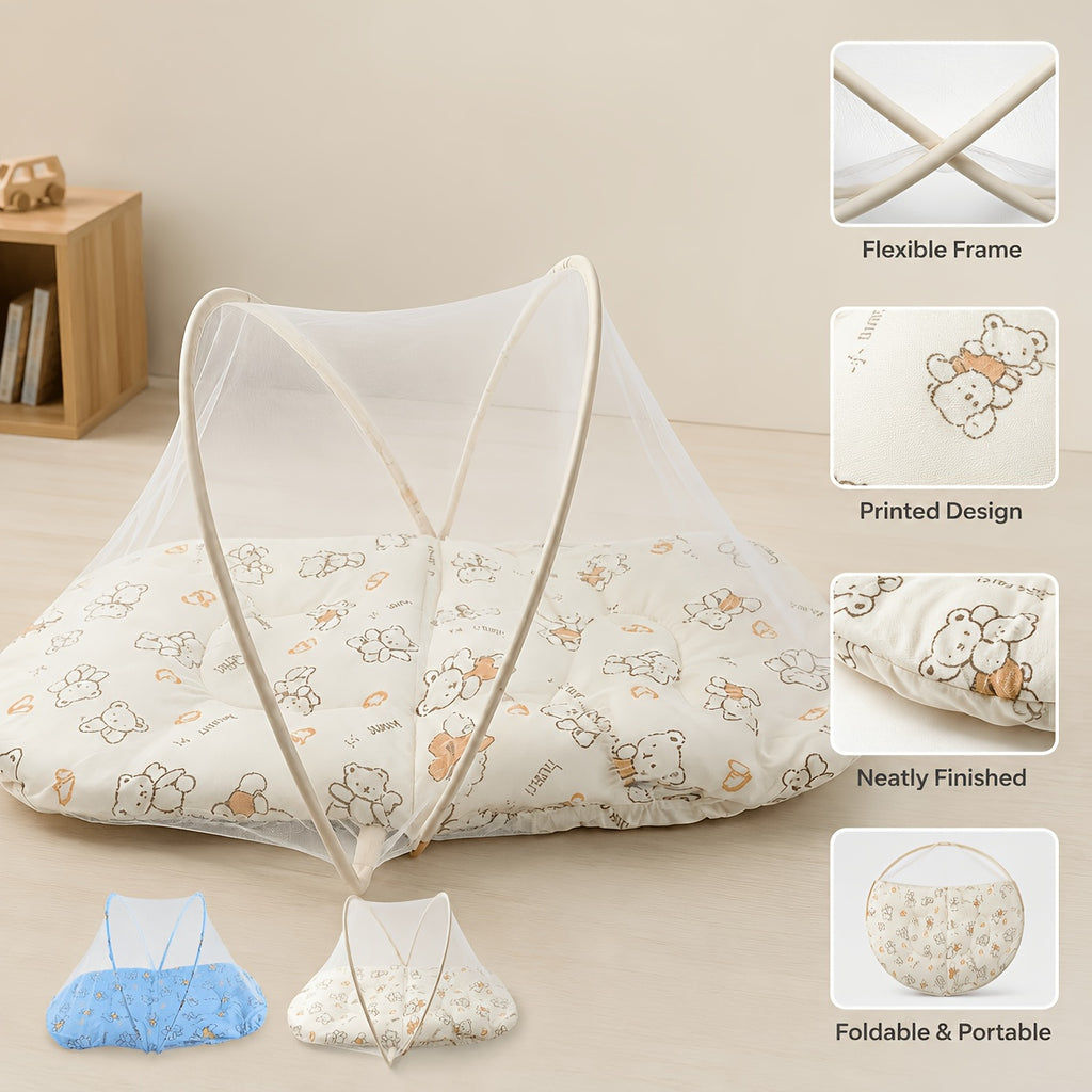 Matelas anti-moustique pliable pour bébé, support portable ouvert — Monptitlou