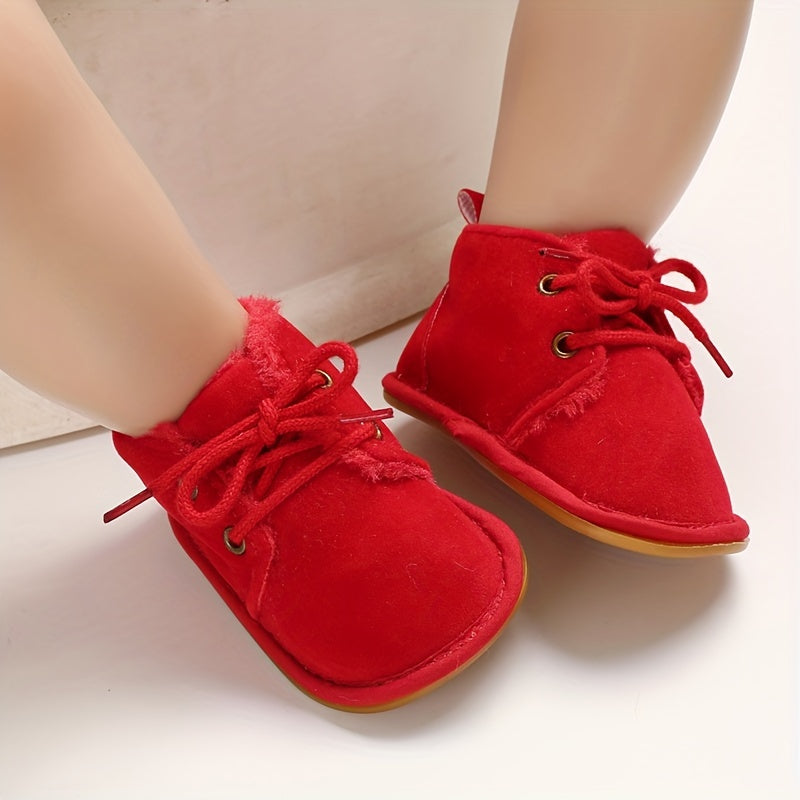 Chaussures d'Hiver pour Enfants 0-18 Mois Semelle Souple Doublure Polaire Style Coréen Chaussons de Marche Bébé 0-1 An 2