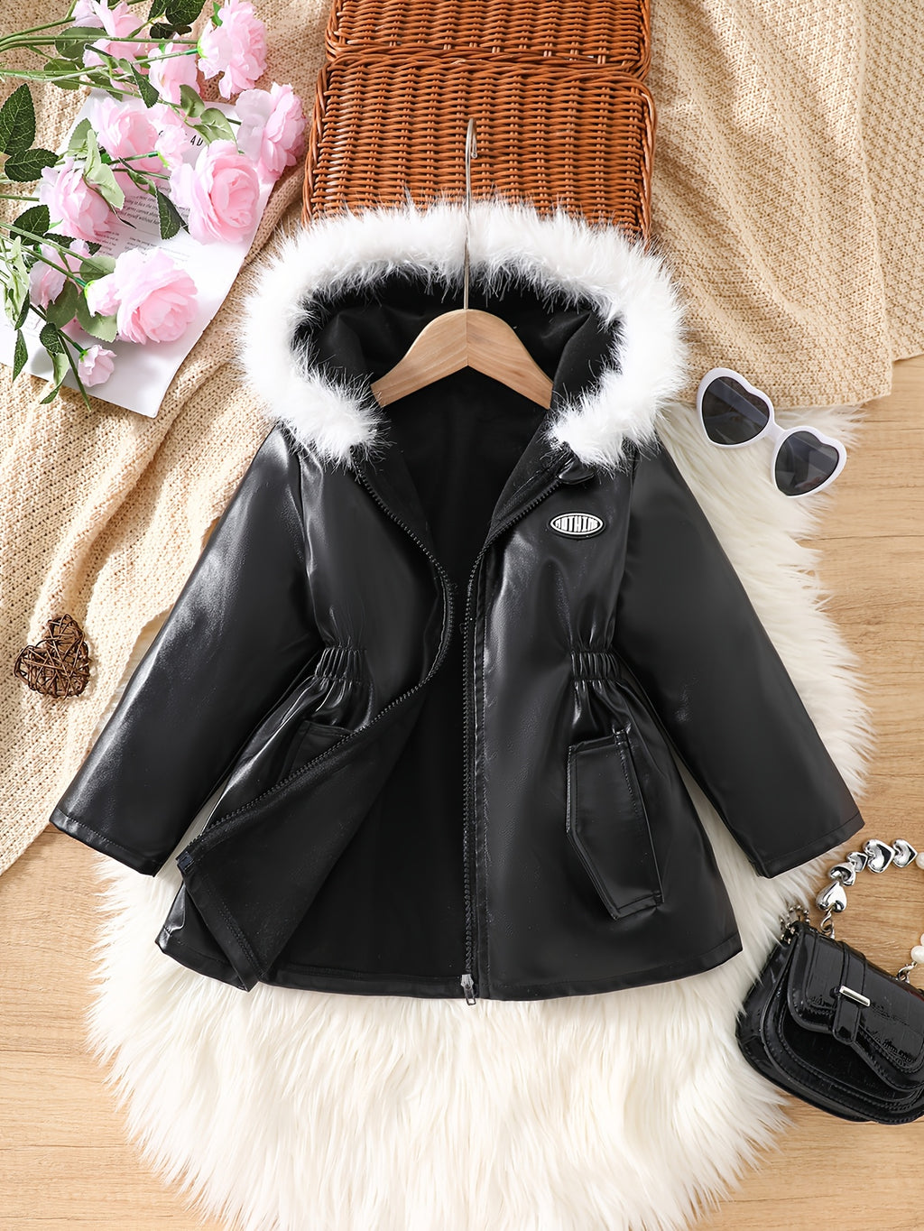 Veste à capuche pour fille avec petite décoration d'étiquette Zhangzi + — Monptitlou