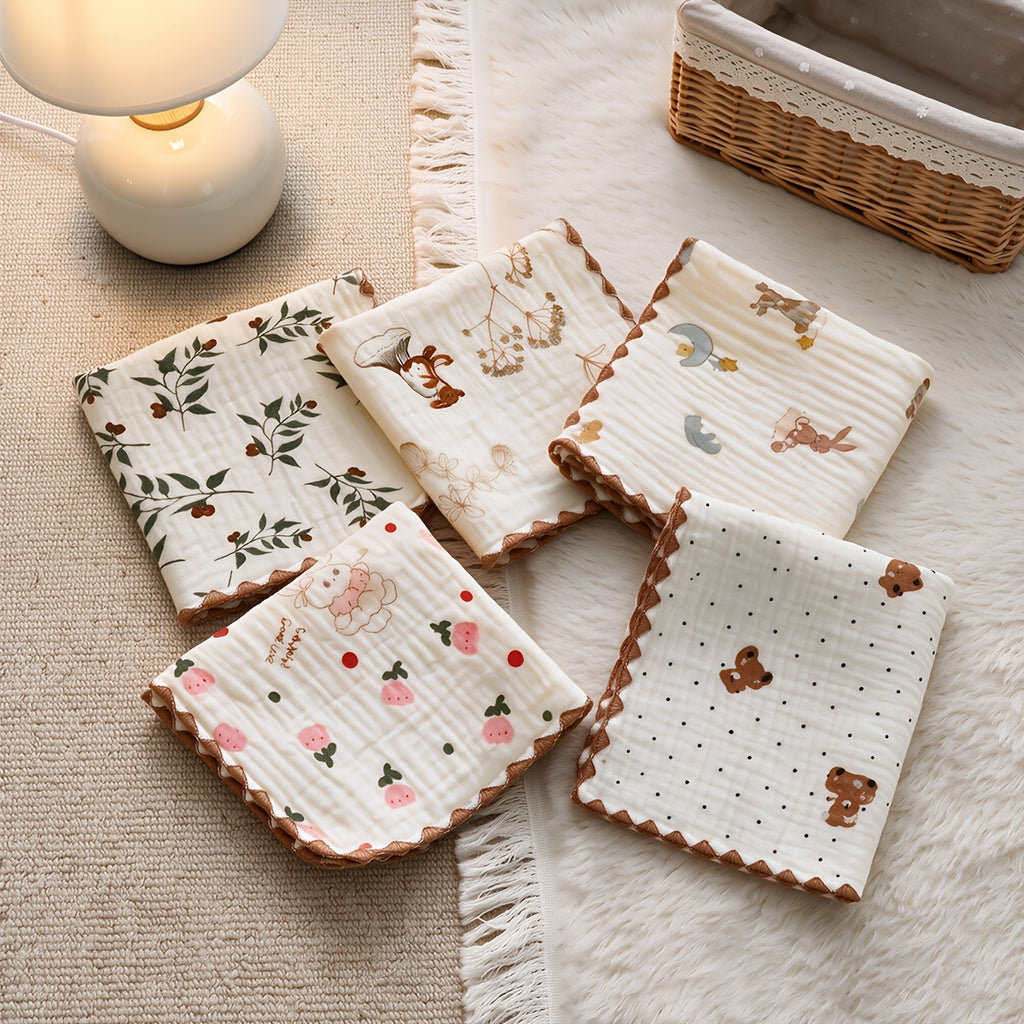 Serviettes pour bébé avec motif floral et ours — Monptitlou