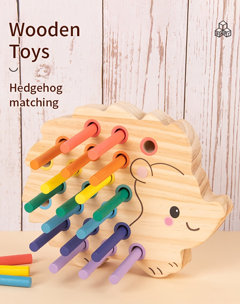 Jouet hérisson en bois multicolore pour enfants — Monptitlou