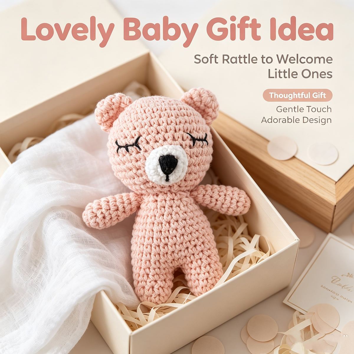 Jouet apaisant au crochet fait main, cadeau pour maman et bébé — Monptitlou Image