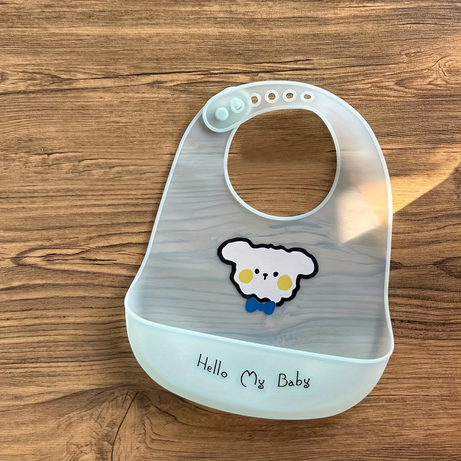 1 bavoir mignon en silicone pour bébé avec bande de cou réglable — Monptitlou