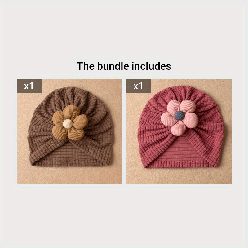 1/2/3 pièces Chapeau Turban à Rayures et Fleurs, Chaud, Confortable — Monptitlou