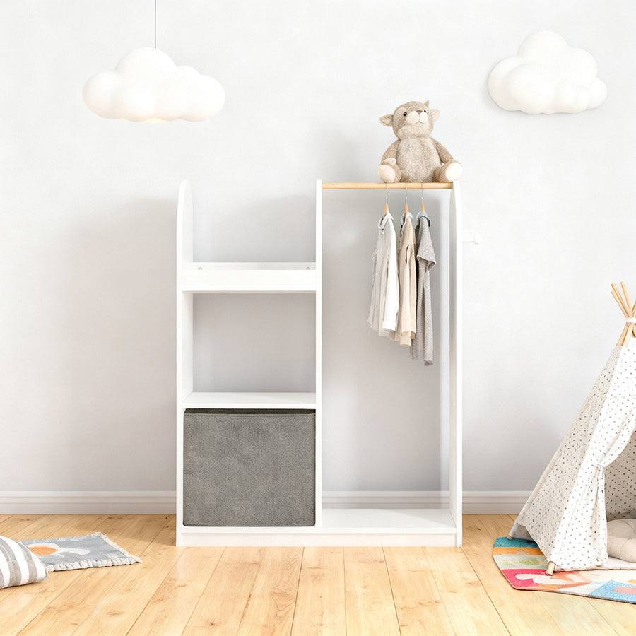 Armoire Enfant Penderie Enfant avec Portant Vêtements Garde-Robe avec — Monptitlou