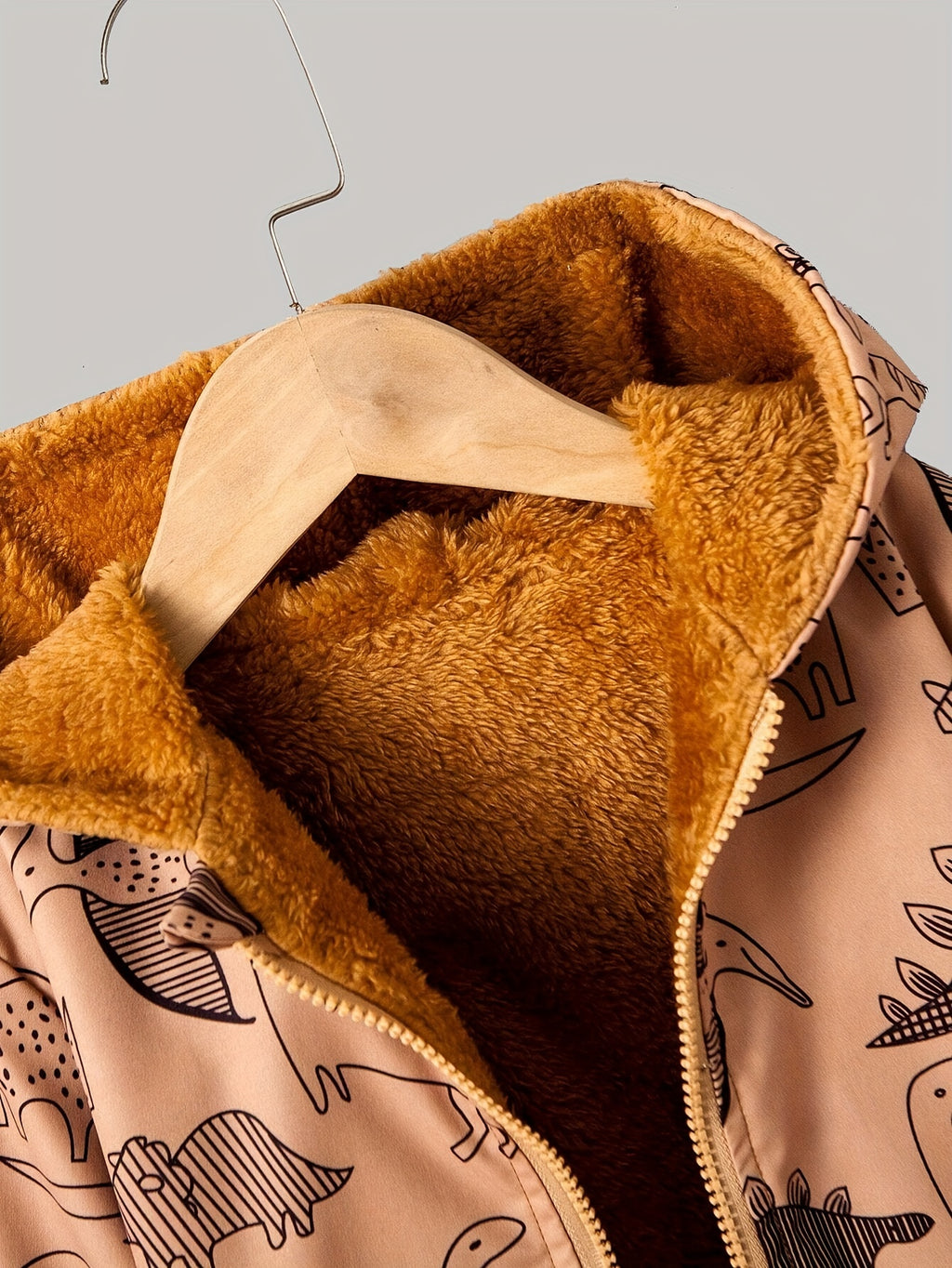 [Vêtements automne hiver] Veste à capuche en polaire teddy imprimée — Monptitlou