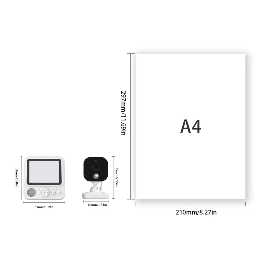 Écran vidéo IPS de 7,11 cm avec audio bidirectionnel, 8 berceuses — Monptitlou