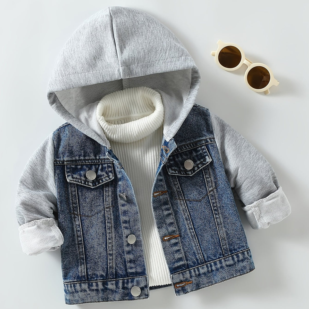 Veste à capuche pour bébé, sweat-shirt bleu clair délavé taille — Monptitlou Image