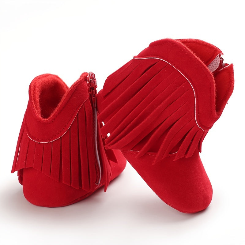 Baskets unisexes confortables pour enfants, à la mode, de couleur unie, avec pompons et fermeture éclair