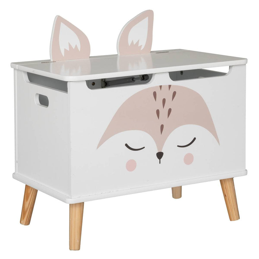 Coffre Enfant Renard - Bois et pin - Blanc - 53x54-5 cm — Monptitlou