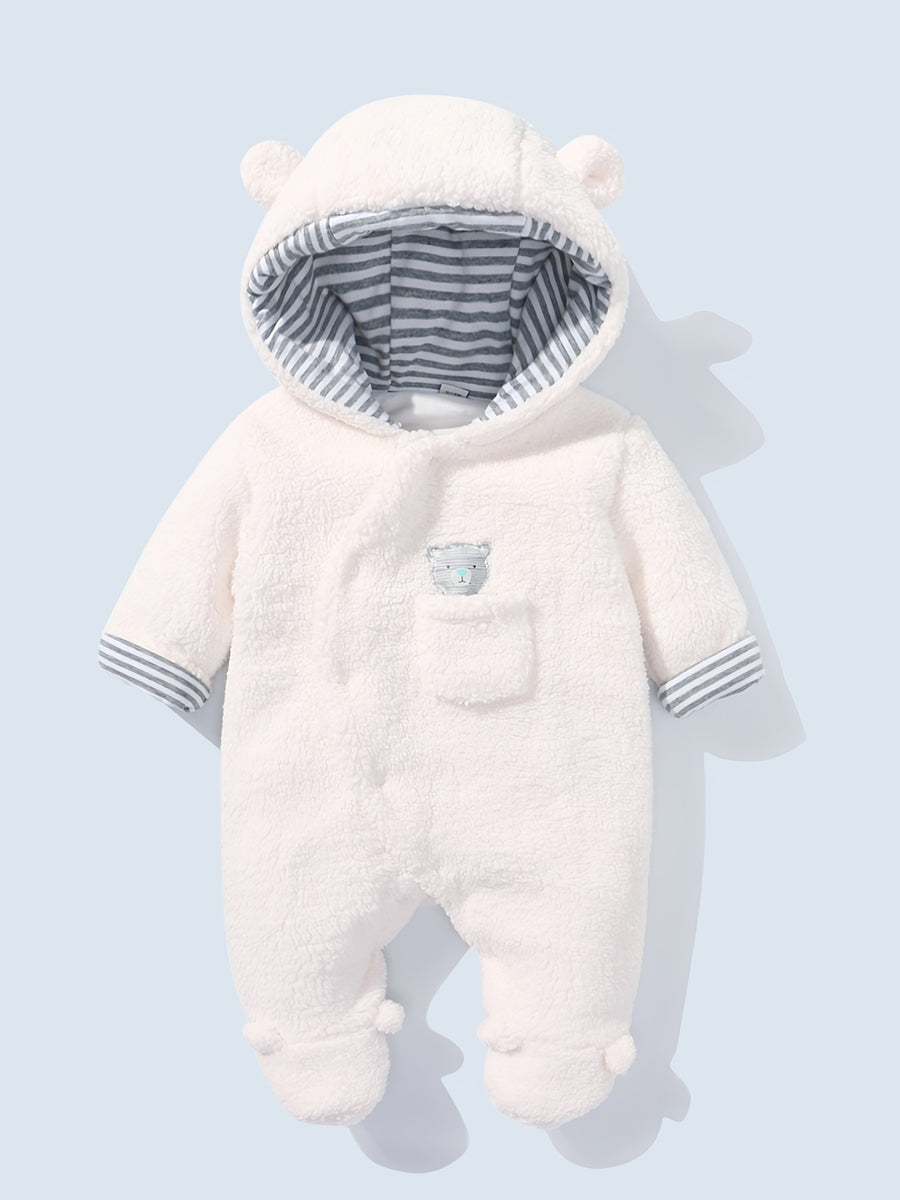 Boarnseorl Body Bébé Veste Épaissie à Capuche et Pieds Blanc Chaud — Monptitlou