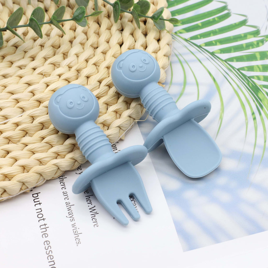 Ensemble de couverts cuillère et fourchette courte pour alimentation — Monptitlou