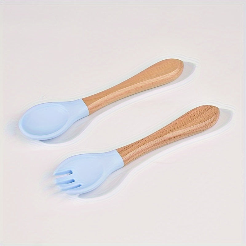 Cuillère en silicone alimentaire avec manche en bois — Monptitlou