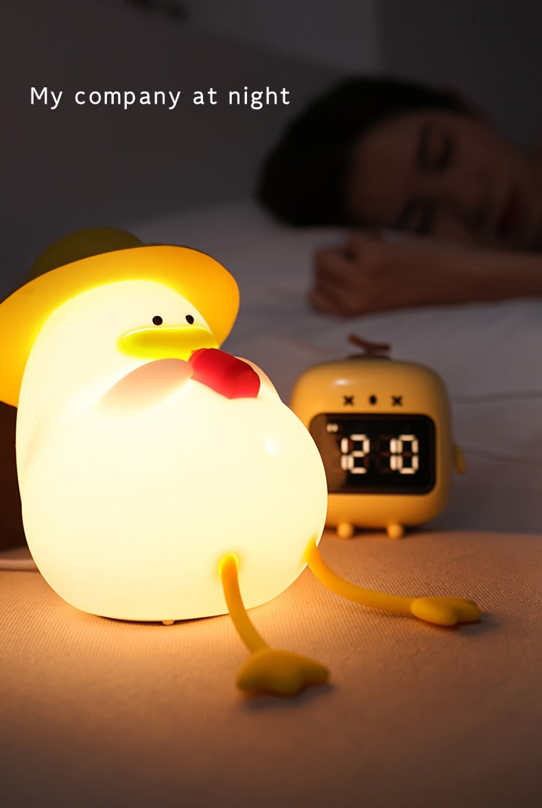 Lampe de chevet en silicone mignon canard avec lumière douce changeante — Monptitlou