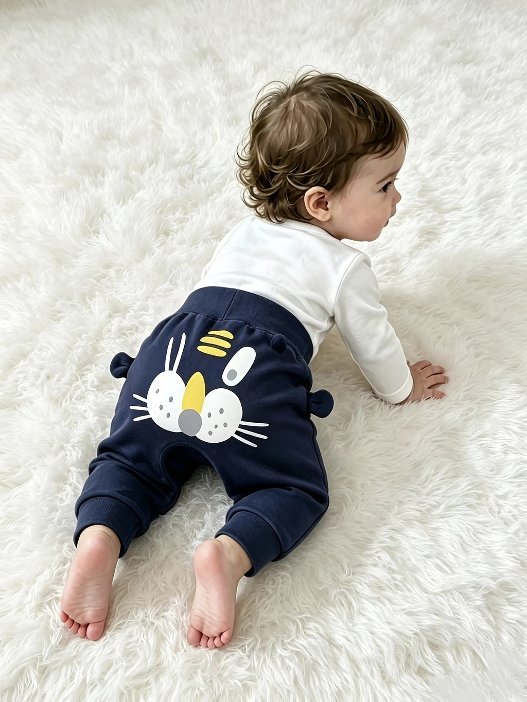 Pantalons harem en tricot doux pour bébé, taille haute — Monptitlou