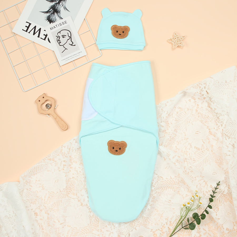 Ensemble Bébé Pure : Doublure et Bonnet, Motif Ours — Monptitlou