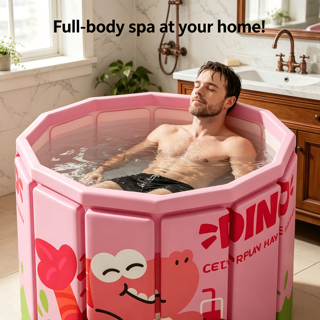 Baignoire Ronde Pliable avec Imprimé Dinosaure Rose Mignon — Monptitlou
