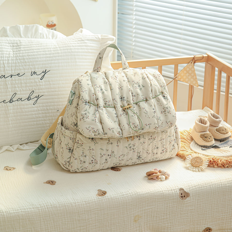 1 Sac à Langer Matelassé Floral avec Bretelle Longue Réglable — Monptitlou