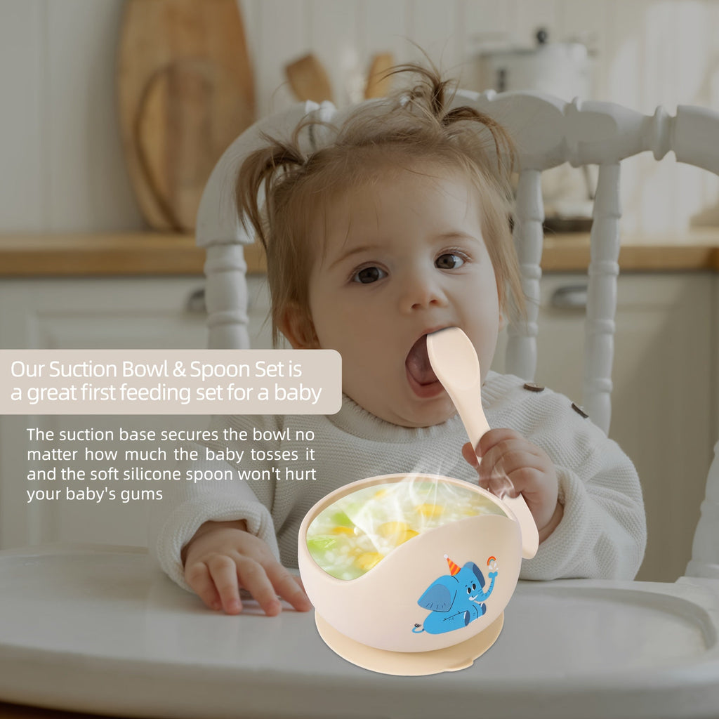 TYRY.HU Bol Bébé Personnalisé avec Ventouse - (Incluant un Bol et une Cuillère) - Début de l'Alimentation Autonome - Pre
