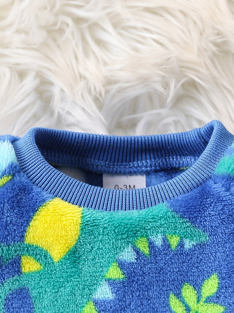 Ensemble 2 pièces sweat à capuche bébé motif petit dinosaure en peluche — Monptitlou