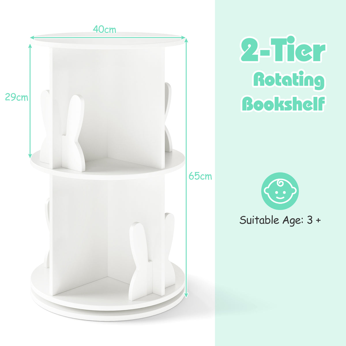 Bibliothèque Rotative pour Enfants, 2 Niveaux sur Pied — Monptitlou Image