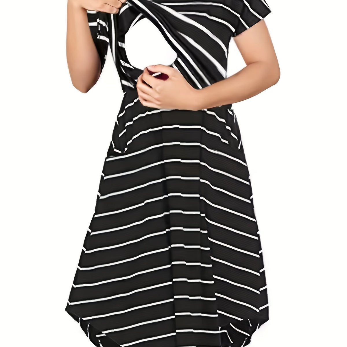 Robe de maternité et d'allaitement multifonctionnelle à rayures — Monptitlou Image