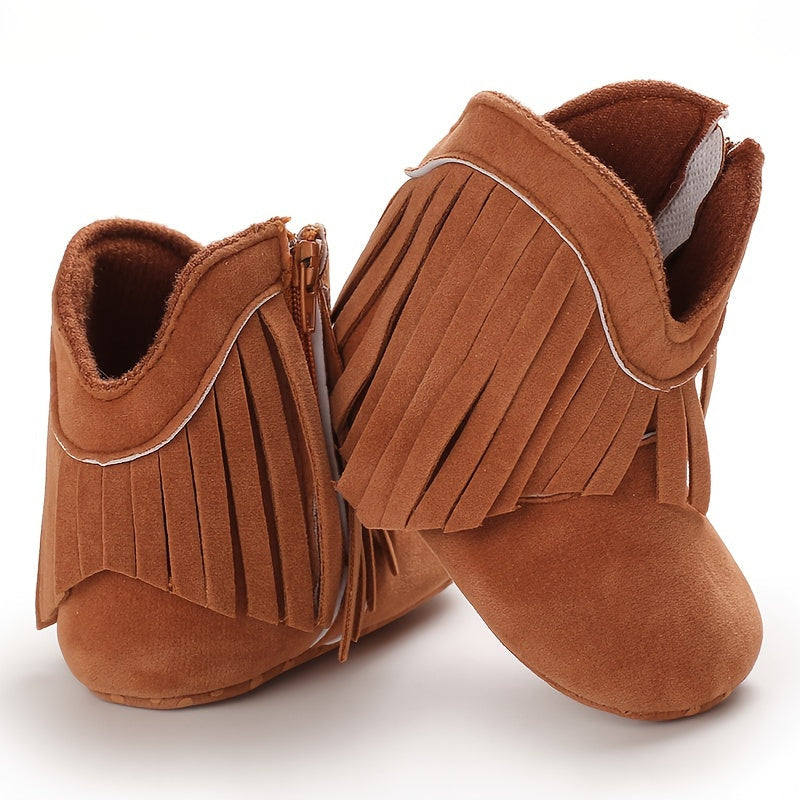 Baskets unisexes confortables pour enfants, à la mode, de couleur unie, avec pompons et fermeture éclair