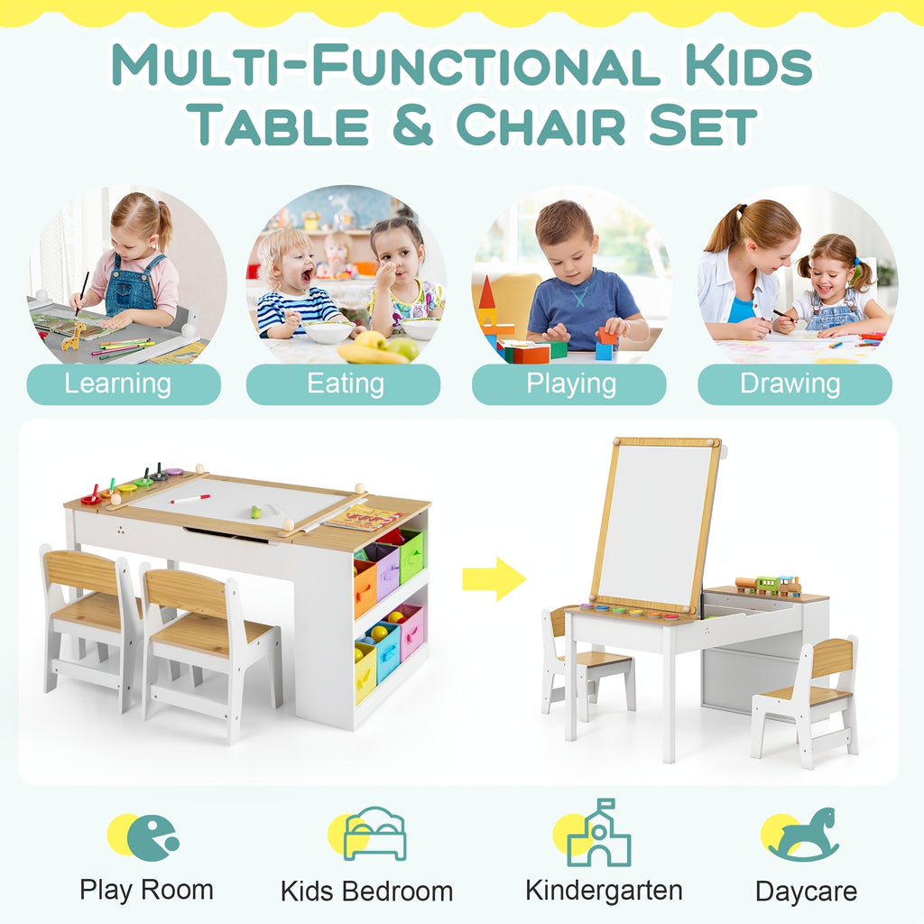 Table d'art et chevalet 2-en-1 pour enfants avec chaises — Monptitlou
