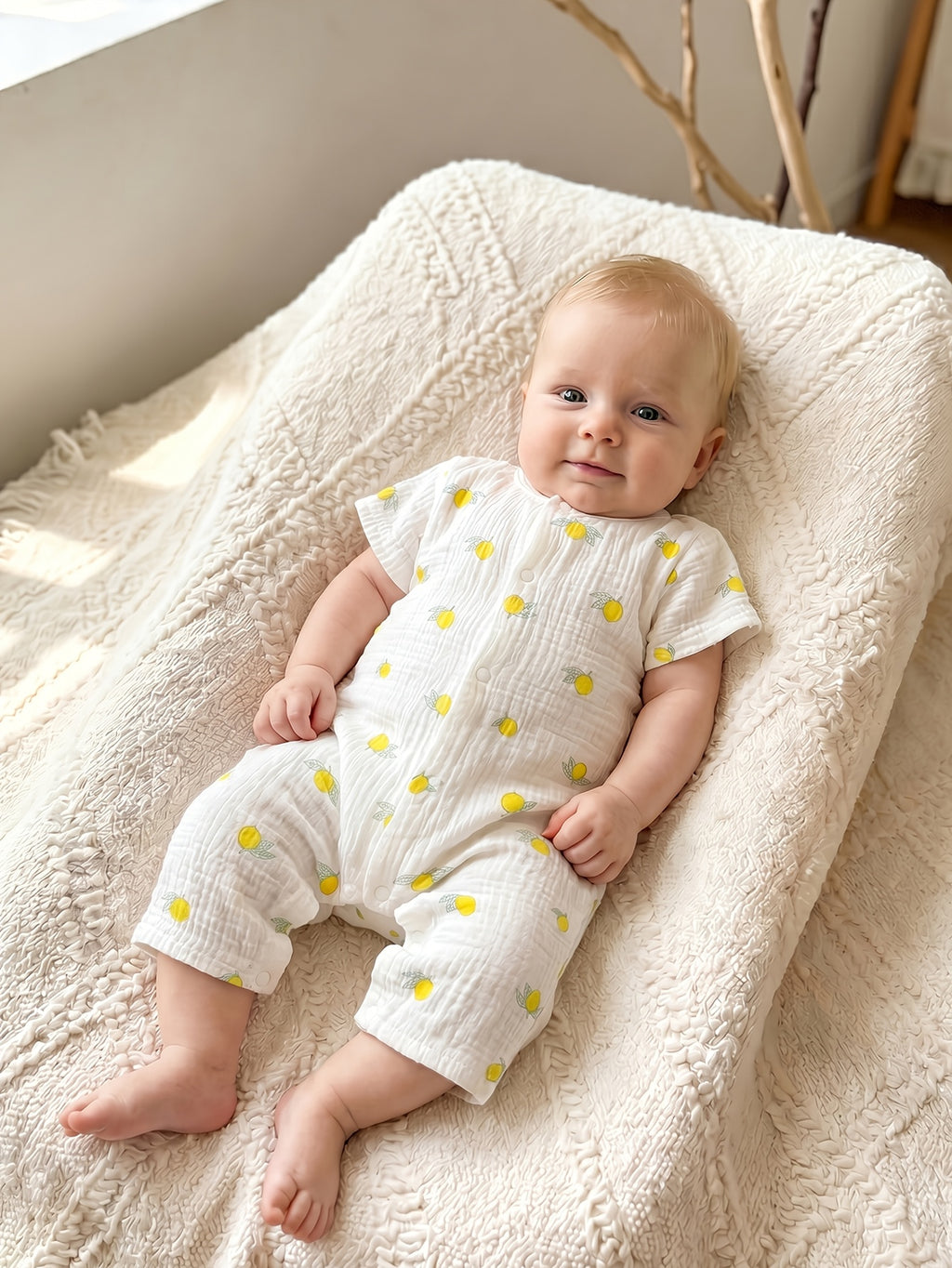Mini-houppelande 1pc Bébé Nouveau-né Fille Garçon Imprimé Citron en — Monptitlou