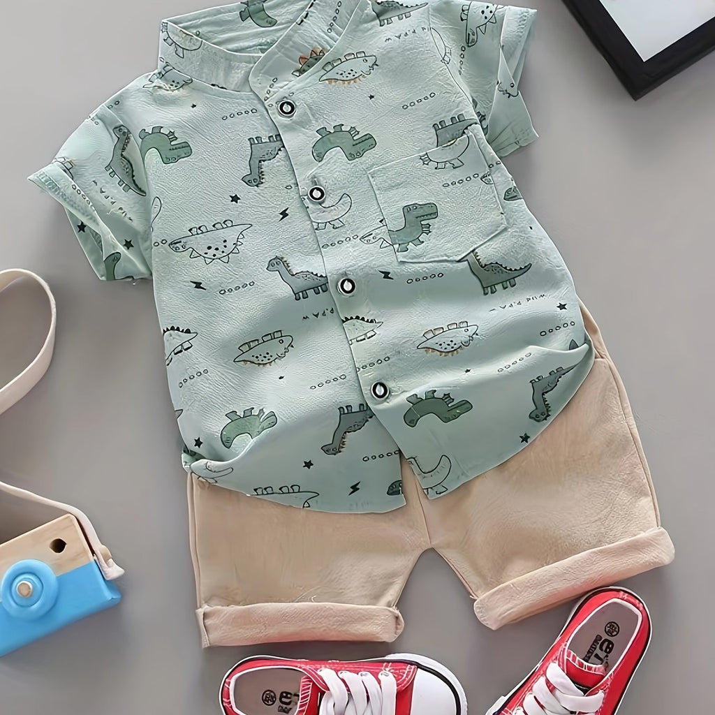 Chemise à manches courtes décontractée pour jeunes, motif animaux, été — Monptitlou