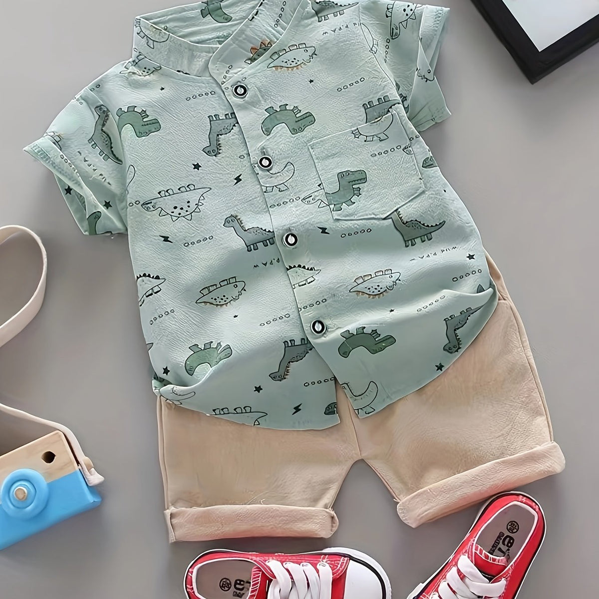 Chemise à manches courtes décontractée pour jeunes, motif animaux, été — Monptitlou Image