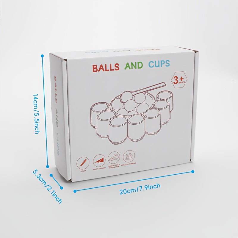 Jeu de tri des couleurs en bois avec 7 boules arc-en-ciel et 7 coupes — Monptitlou