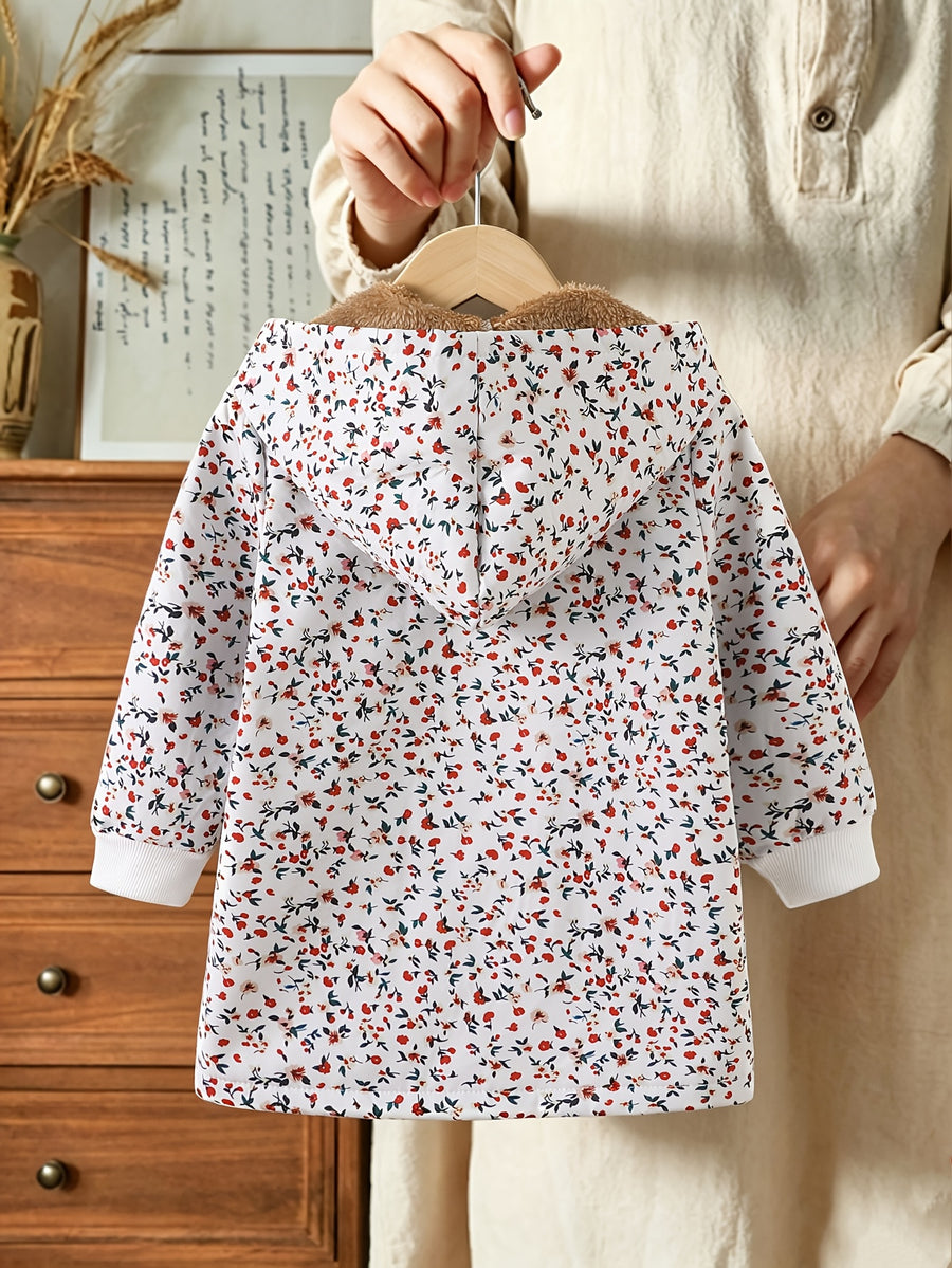 Veste à capuche pour fille début d'automne à imprimé floral — Monptitlou