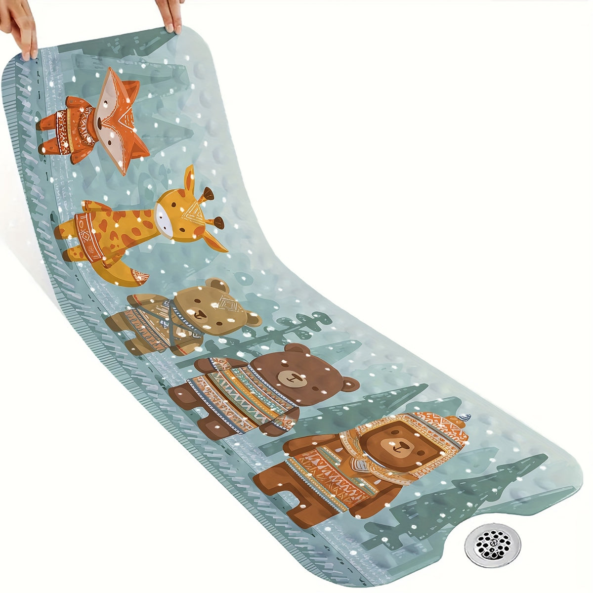 1 tapis de bain pour baignoire, motif animaux de la forêt — Monptitlou Image