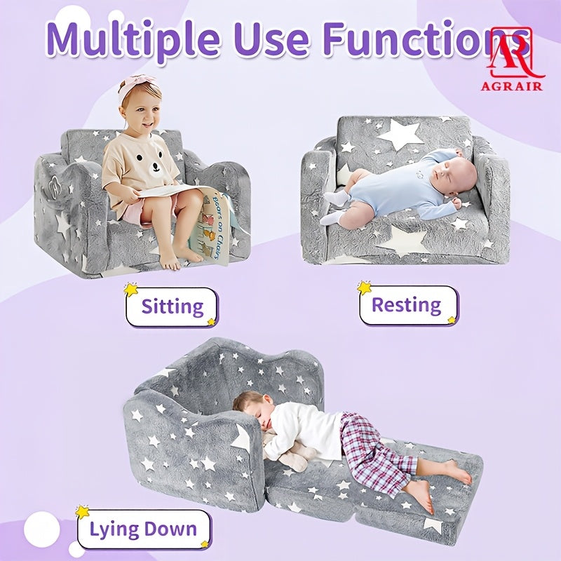 Canapé-lit pliable 2 en 1 pour enfants, tissu flanelle doux