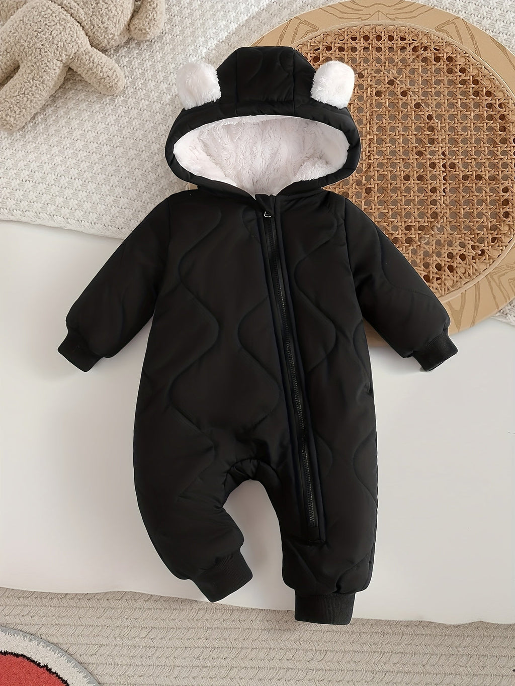Body épais pour bébé 0 à 1 an, doublure polaire, vêtement d'extérieur automne/hiver, avec fermeture éclair, pour Noël/Ha