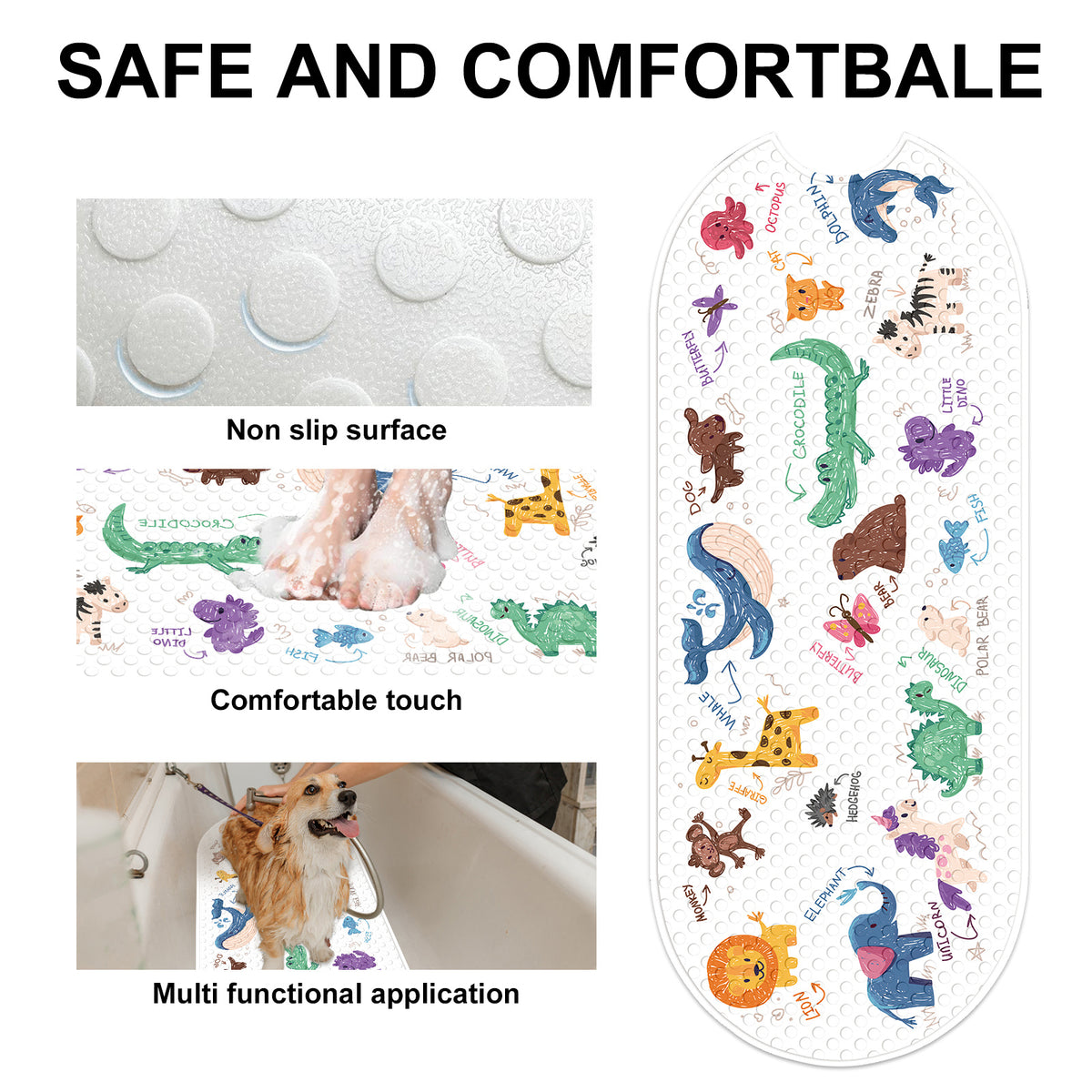 [Tapis antidérapant massant] Tapis de bain ovale antidérapant avec — Monptitlou Image