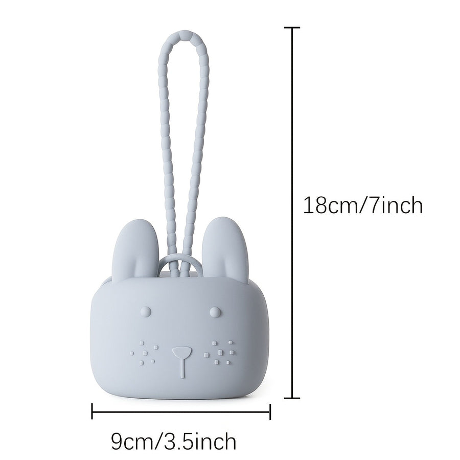 [Sac rangement silicone] 1 pc Boîte à Tétine en Silicone en Forme de Lapin avec Écouteurs/Clés et Porte-Monnaie - Sac de