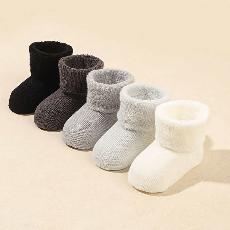 [Chaussettes bébé hiver] 5 Paires de Chaussettes Épaisses Mi-Mollet à — Monptitlou