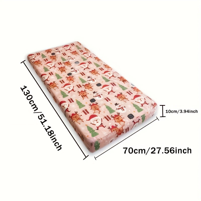 Matelas de berceau, tissu de Noël respirant, fermeture éclair — Monptitlou