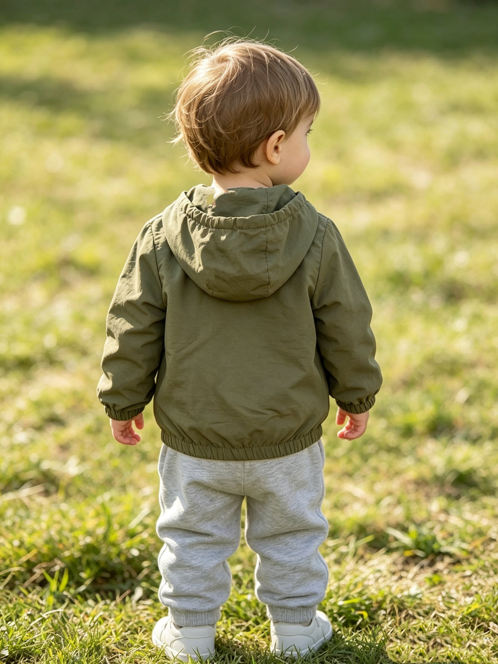 Nouvelle Veste Zippée à Capuche Kaki Printemps et Automne pour Bébés et