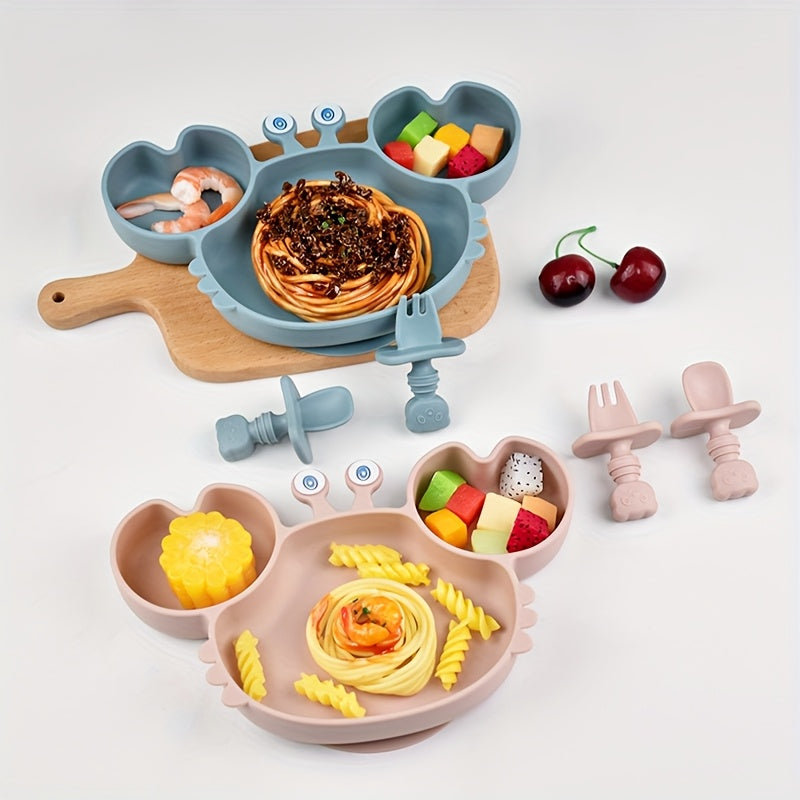 Lot de 4 cuillères et fourchettes en silicone pour bébé 0-3 ans, manche long et court, motif cartoon, alimentaire, pour 