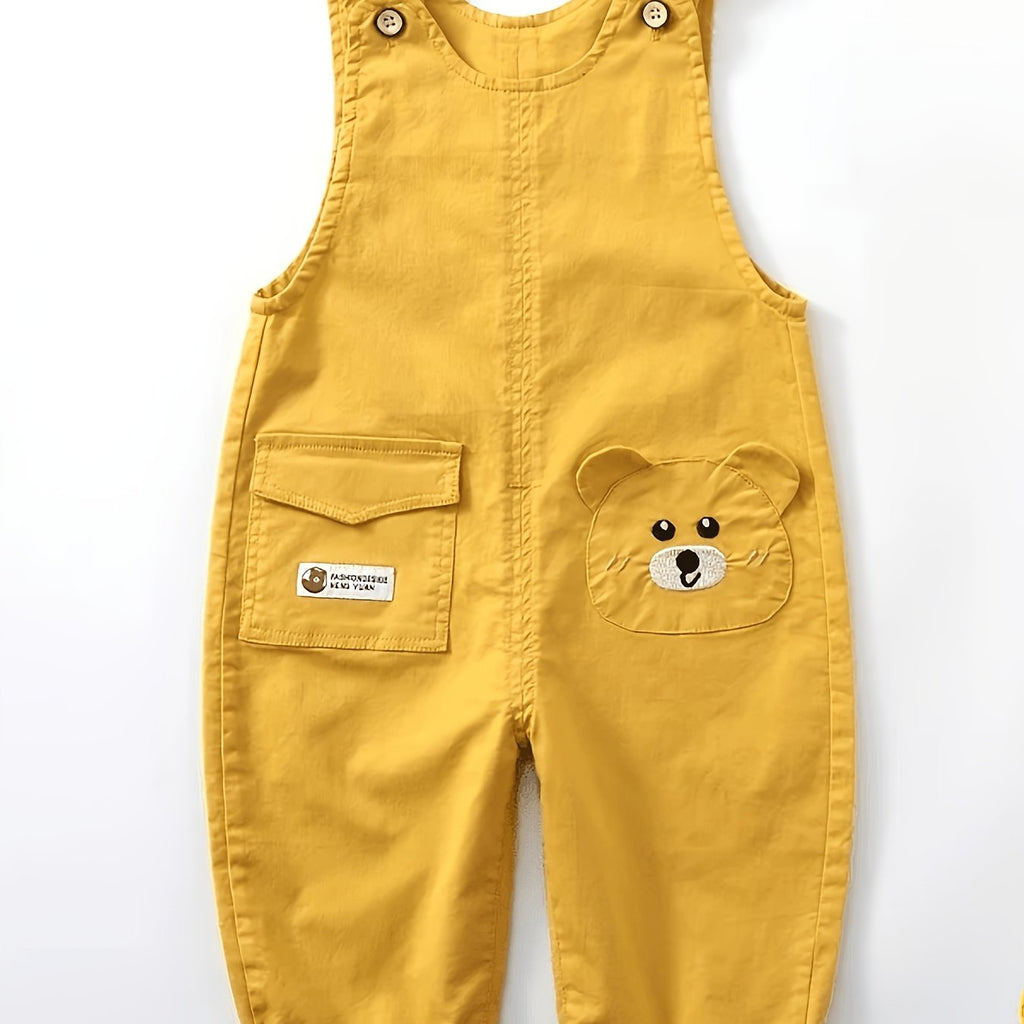 Salopette bébé légère et extensible à motif cartoon ours brodé — Monptitlou