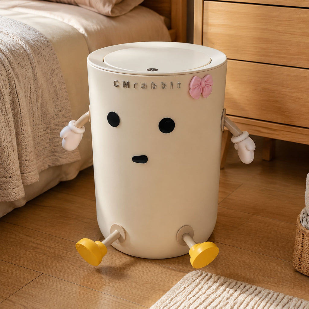 Poubelle à dessus ouvert CM Lapin, 1pc, Blanche, Poubelle en plastique — Monptitlou