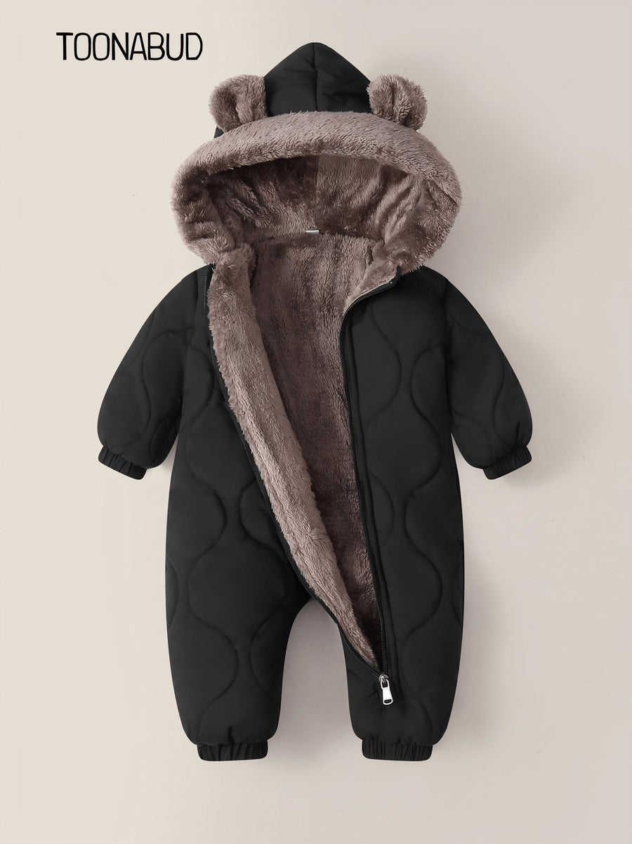 Combinaison d'hiver épaisse en polaire pour l'automne et l'hiver, résistante au froid, chaude, avec design oreilles mign